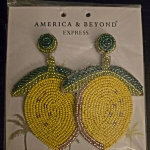 America & Beyond Lemon Beaded Earrings - Yellow and Green